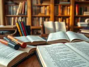 Zabytkowy globus na drewnianym biurku w bibliotece, symbolizujący naukę o geografii i państwach świata.